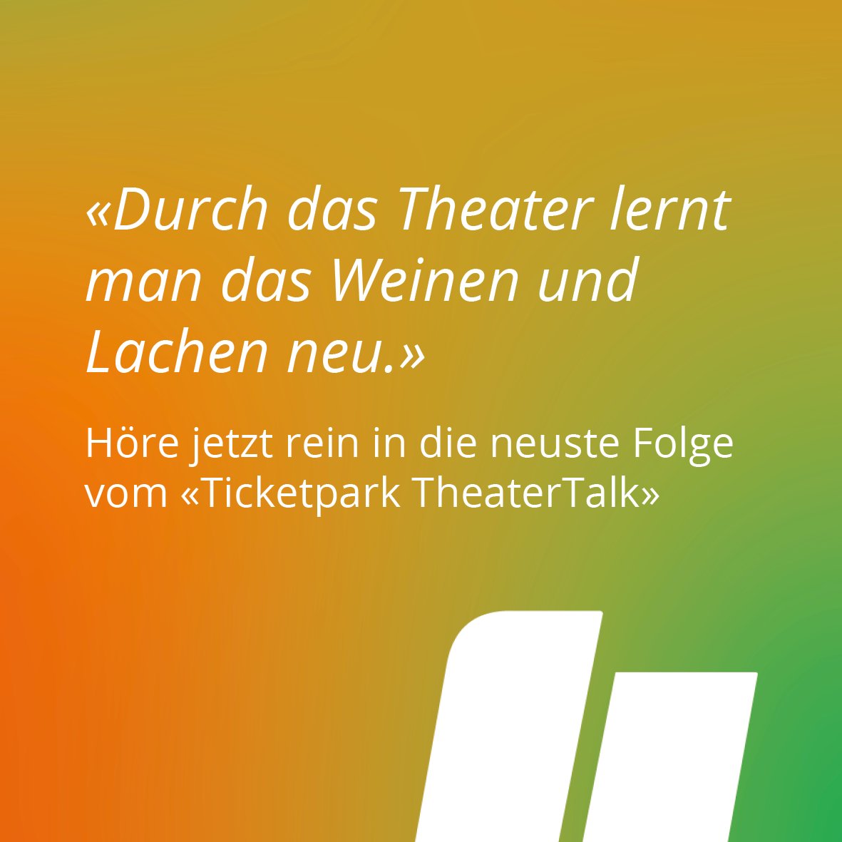 Die ruhige Zeit am Jahresende bietet die perfekte Gelegenheit, sich auf Suche nach spannenden neuen Podcasts zu begeben. 🎙️ Der Ticketpark TheaterTalk ist die ideale Begleitung zu einer Tasse heisser Schokolade. 
🎧Höre jetzt rein: ticketpark.ch/theatertalk
#ticketpark #theaterTalk