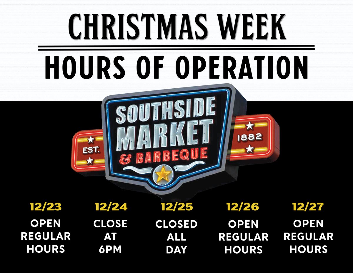 🎄🕰️ Holiday Hours Update! 🕰️🎄 We'll be closing at 6 pm on Christmas Eve and remain closed all day on Christmas. We'll return to regular hours and be ready to serve you on the 26th! Wishing you a joy-filled holiday season. 🌟 #MerryChristmas #Elgin #Bastrop #Austin #Hutto