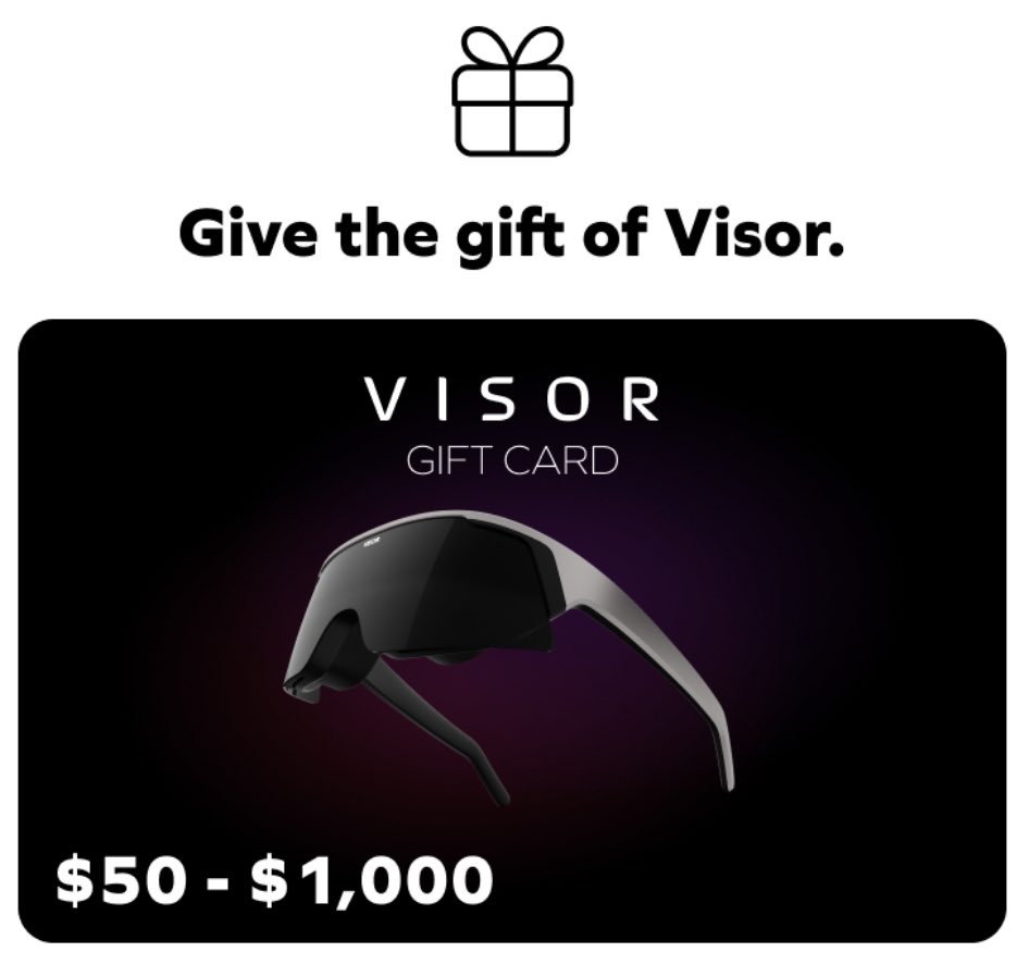 Visor on X: 🎁 Gift a Visor 4K to your loved ones this holiday season! The  Visor Gift Card is redeemable for any model or upgrade.    / X