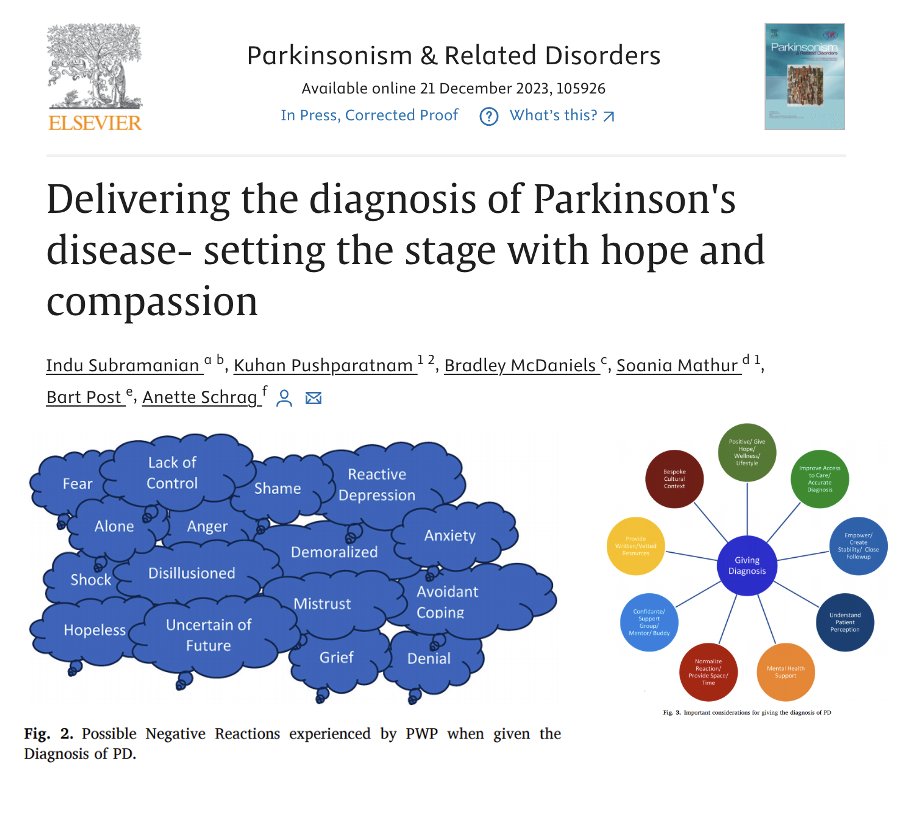What is the best way to deliver a diagnosis of Parkinson's disease? Do you know all the tips which could improve this interaction? Do most doctors and clinicians actually plan and strategize about how they will approach the moment when it arrives? Probably not. @DrISubramanian…