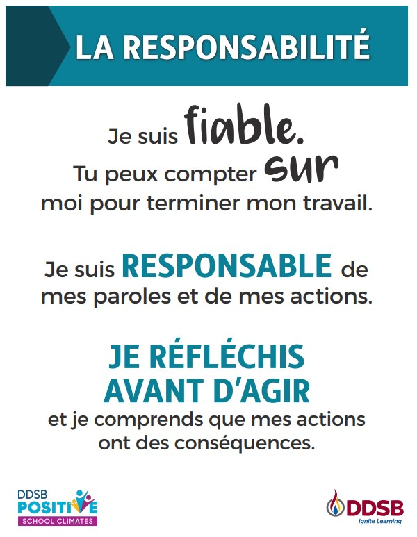 Positive School Climates DDSB (@positiveddsb) on Twitter photo Le trait de caractère du mois de janvier est la responsabilité <a href="/DDSBSchools/">Durham District School Board (DDSB)</a> Le trait de caractère du mois de janvier est la responsabilité <a href="/DDSBSchools/">Durham District School Board (DDSB)</a>