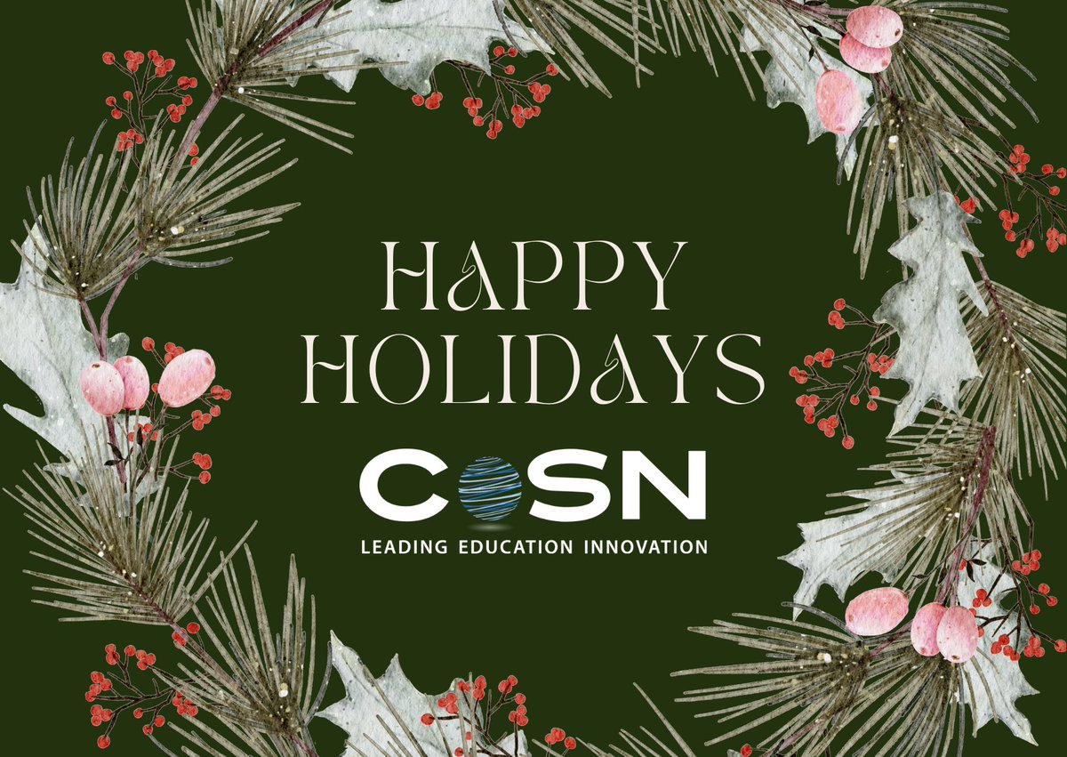 Happy Holidays from CoSN! 🌟 We’ll be closed from December 23, 2023, to January 1, 2024, to relax and for some rejuvenating moments with family and friends. Wishing you all a wonderful time and a fresh start in the New Year! 🎉@keithkrueger