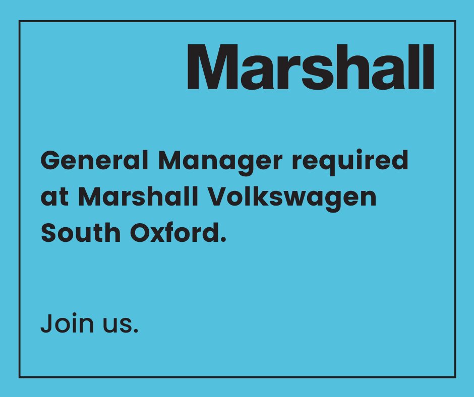 General Manager required at Marshall #Volkswagen South #Oxford. Join us.
To find out more and to apply online see &gt;
ce0572li.webitrent.com/ce0572li_webre… #jobs