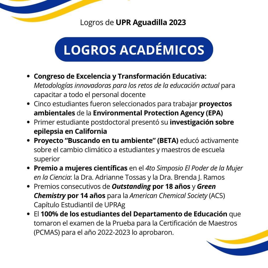 [LOGROS 2023 🎉] Cómo parte de una iniciativa para destacar los logros de UPR en Aguadilla en el año 2023, les presentamos algunos de estos en distintas áreas. ¡Que orgullo!💙🦈 #zonatiburon #orgullouprag #conoceuprag