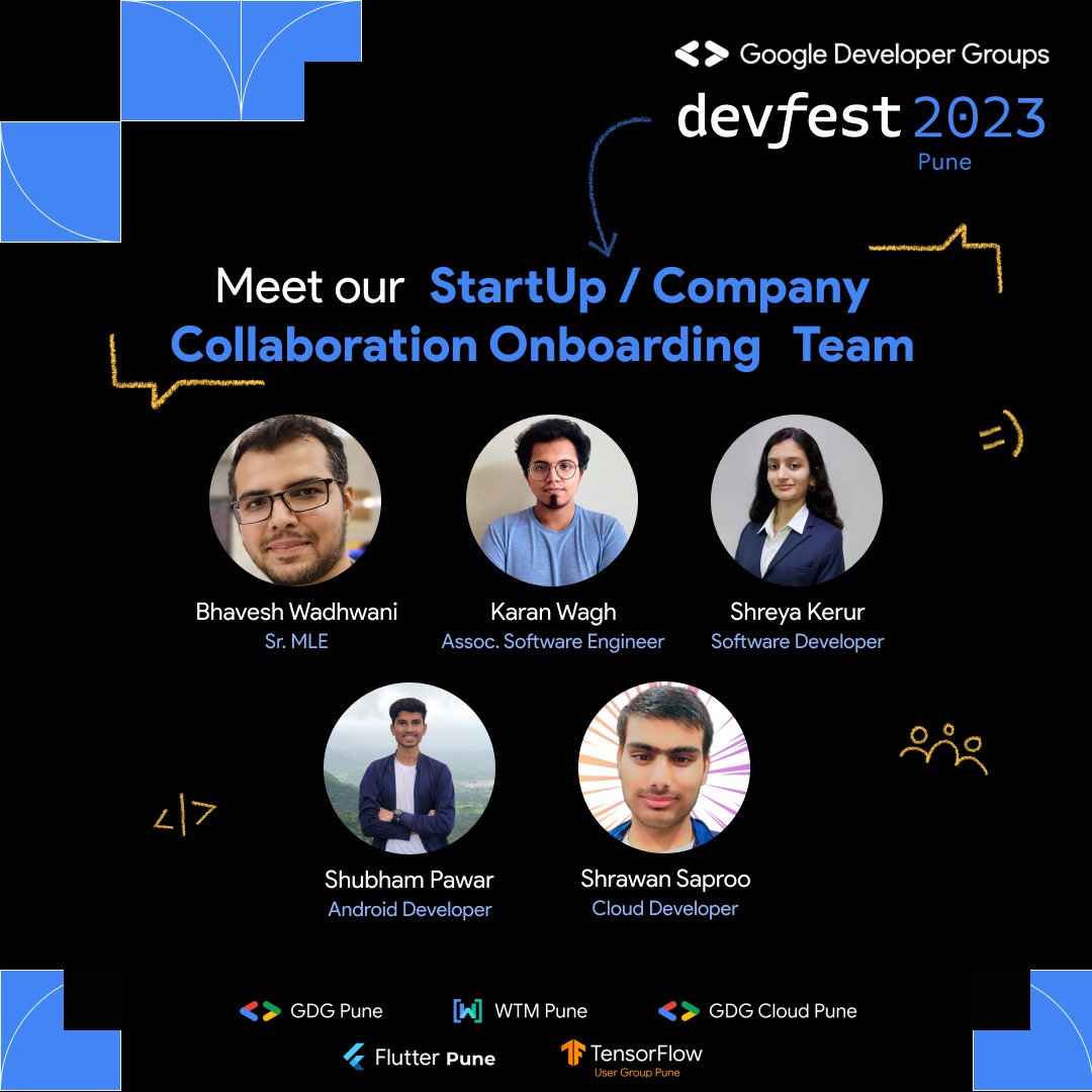Say Hello to the brilliant minds behind the company collaboration at DevFest Pune 2023! 👩🏻‍💻 Kudos to our talented team! 👏 🎟️ Reserve your tickets today! devfest.gdgpune.in/registration #DevfestPune2023 #GDGPune #DFP2023