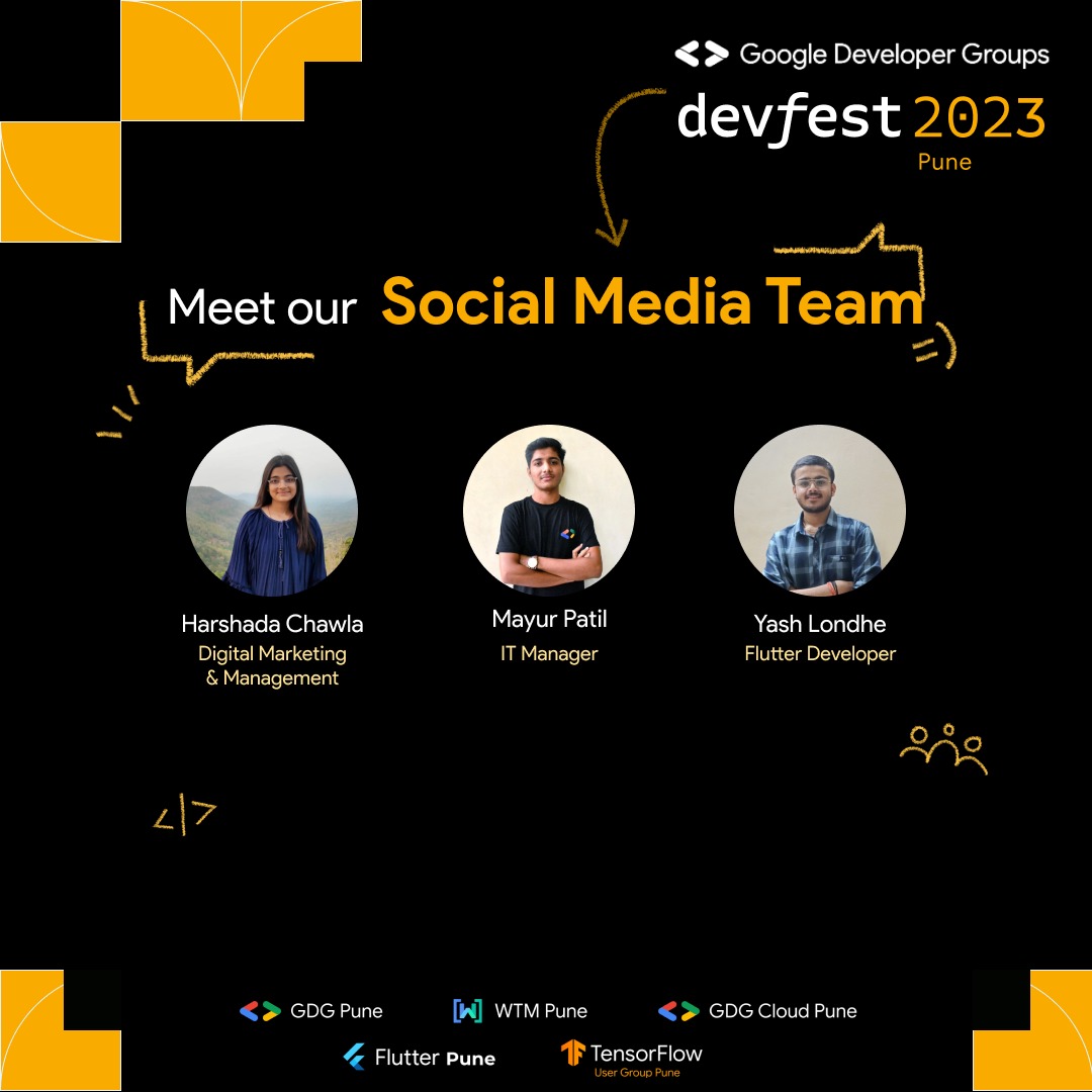Say Hello to the brilliant minds behind the social networking at DevFest Pune 2023! 👩🏻‍💻 Kudos to our talented team! 👏 🎟️ Reserve your tickets today! devfest.gdgpune.in/registration #DevfestPune2023 #GDGPune #DFP2023 #gdgcommunity