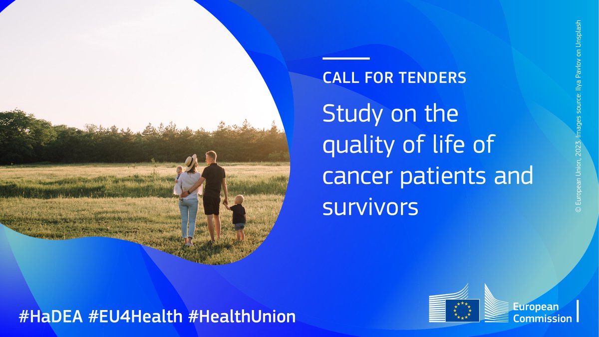 A new #EU4Health call for a study on the quality of life of #cancer patients and survivors has been launched!

The study will monitor the level of cancer patients’ and survivors' progress on quality of life across Europe.

Read more and apply: hadea.ec.europa.eu/news/eu4health…