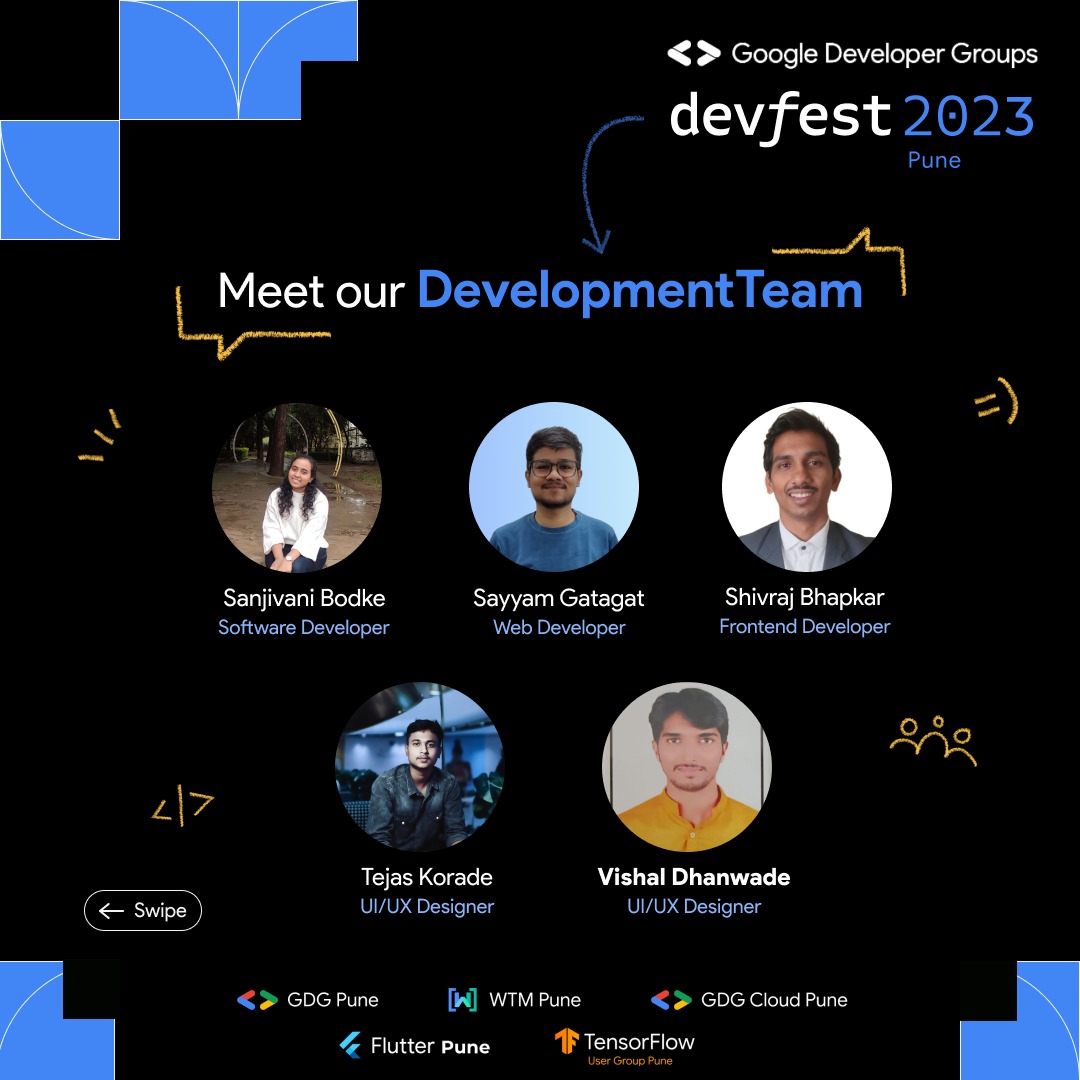 Say Hello to the brilliant minds behind the website at DevFest Pune 2023! 👩🏻‍💻 Kudos to our talented team! 👏 🎟️ Reserve your tickets today! devfest.gdgpune.in/registration #DevfestPune2023 #GDGPune #DFP2023 #gdgcommunity