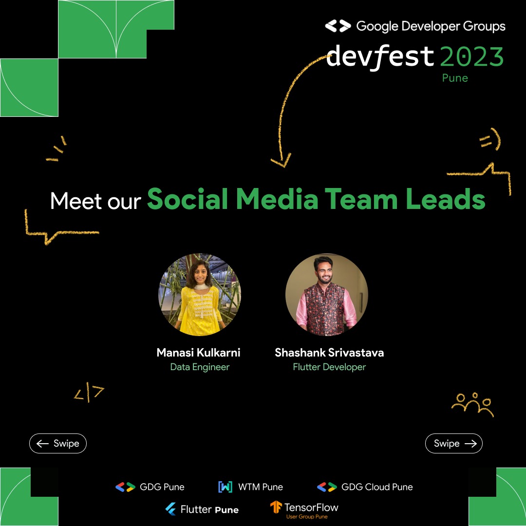 Meet the Maestros Behind the Magic!✨ At #DevFestPune2023, we're privileged to have an exceptional lineup of Team Leads steering the ship in various domains! Cheers to Our Team Leads! 👏 Register here : devfest.gdgpune.in #GDGPune#DFP2023 #WomenTechmakers #gdgcommunity