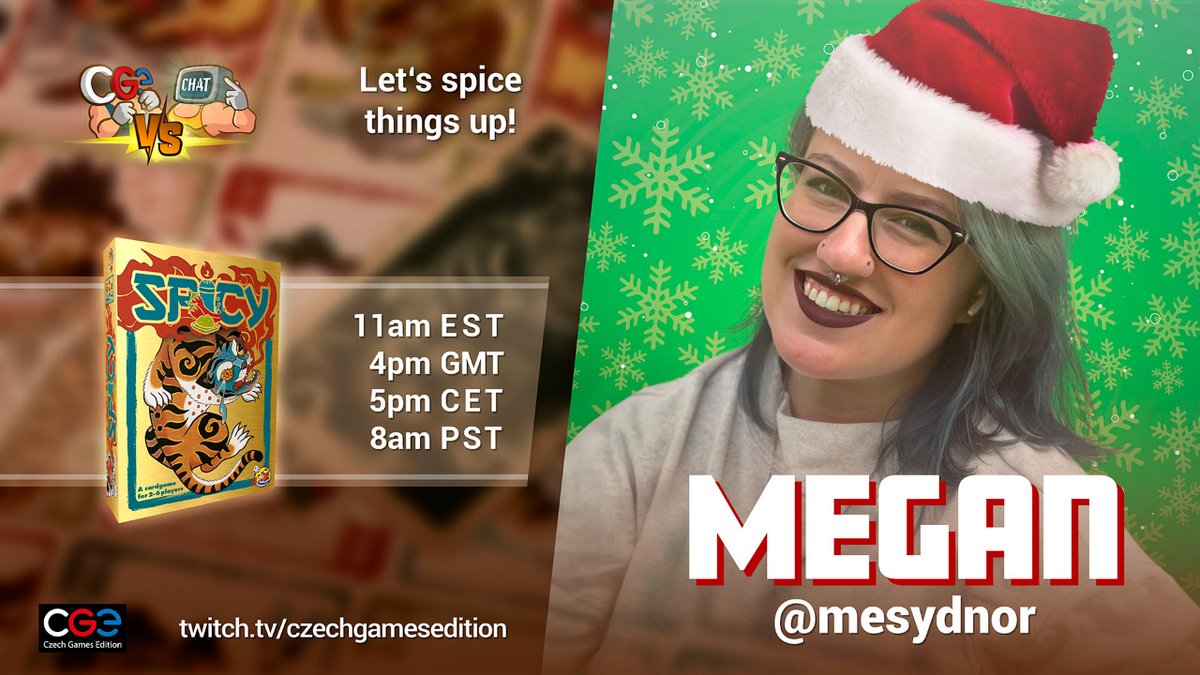 ➡️ twitch.tv/czechgamesedit…

Don't miss the last CGE stream of 2023! 🎊

It will be a hilarious one all about bluffing! Can you win a game of #Spicy? 🌶️