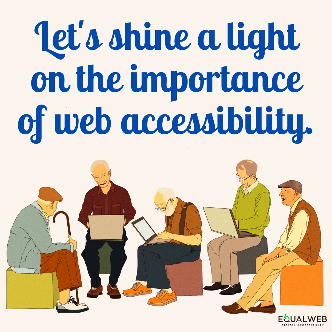 EqualWebDotCom's tweet image. It’s the holiday season and there’s no better time to spread goodness in the world!

To ensure seniors are not left behind in the digital revolution, we must ensure accessible websites.

Learn more:
hubs.ly/Q02dDw7z0

#WebAccessibility #ShineALight