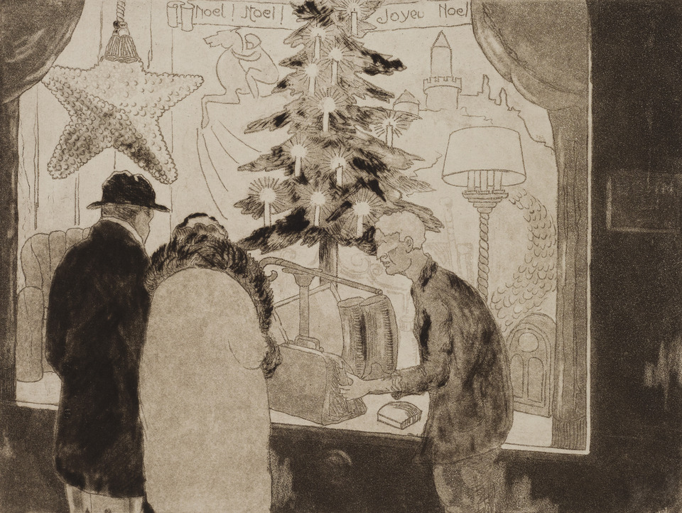 Still need to do some last-minute gift purchases? 🎁🎁🎁 Woodmere’s WINTER WONDER SHOP is here to help! Image: “Christmas Window Shopping,” c. 1935 (posthumously printed 2008), by Allan Randall Freelon, Sr. (Woodmere Art Museum: Gift of Joel S. Dryer, 2021)