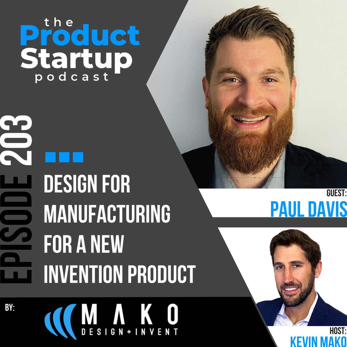 MakoInvent's tweet image. The @ProductStartup Podcast, Ep 203: Design for Manufacturing for a New Invention Product with guest Paul Davis, Senior Industrial Designer at @MakoInvent. Hosted by @KevMako of @MakoInvent | Episode Link: makodesign.com/podcast/203-de…
#DesignForManufacturing #ProductDesignTips