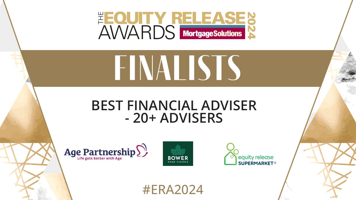 Congratulations to the finalists for Best Financial Adviser – 20+ advisers: @AgePartnership, Bower Home Finance and @ERSupermarket #ERA2024