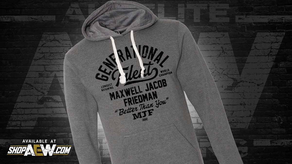 GENERATIONAL TALENT! Check out this @the_mjf triblend fleece hooded sweatshirt today at ShopAEW.com! #shopaew #aew #aewdynamite #aewrampage #aewcollision