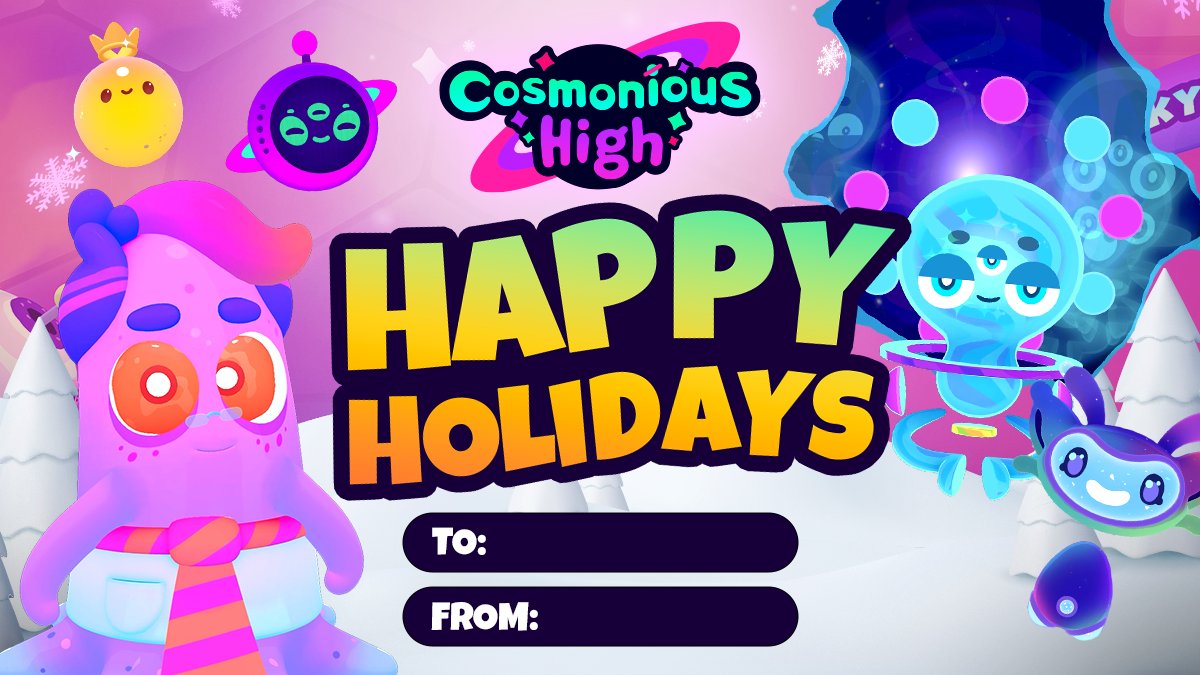 CosmoniousHigh's tweet image. Happy Holidays, everyone!

The Cosmonious High crew is gathered around the celestial tree, exchanging gifts! 🎄✨ Sending waves of love to each of you! 💖

May your day be filled with cosmic joy and delightful surprises!