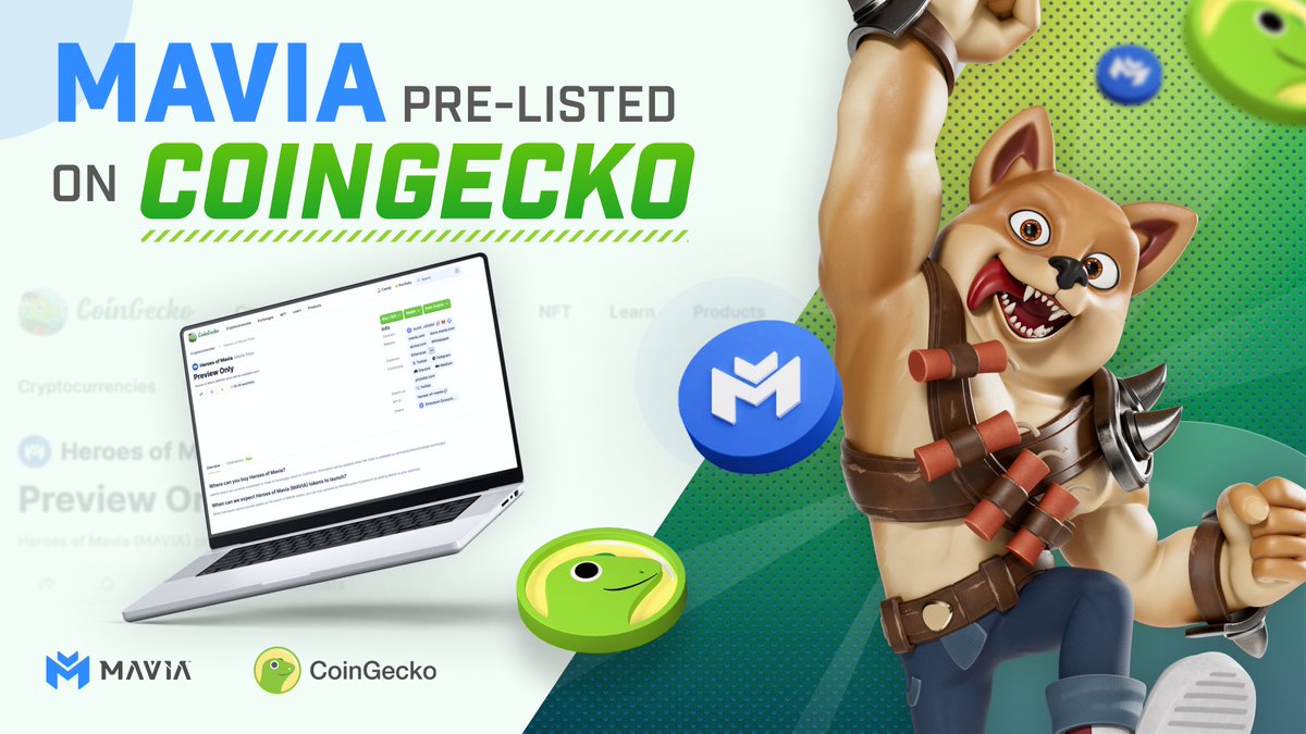MaviaGame's tweet photo. $MAVIA token is officially pre-listed on @coingecko 🎉Ⓜ️ https://t.co/8HpHsSrWtd