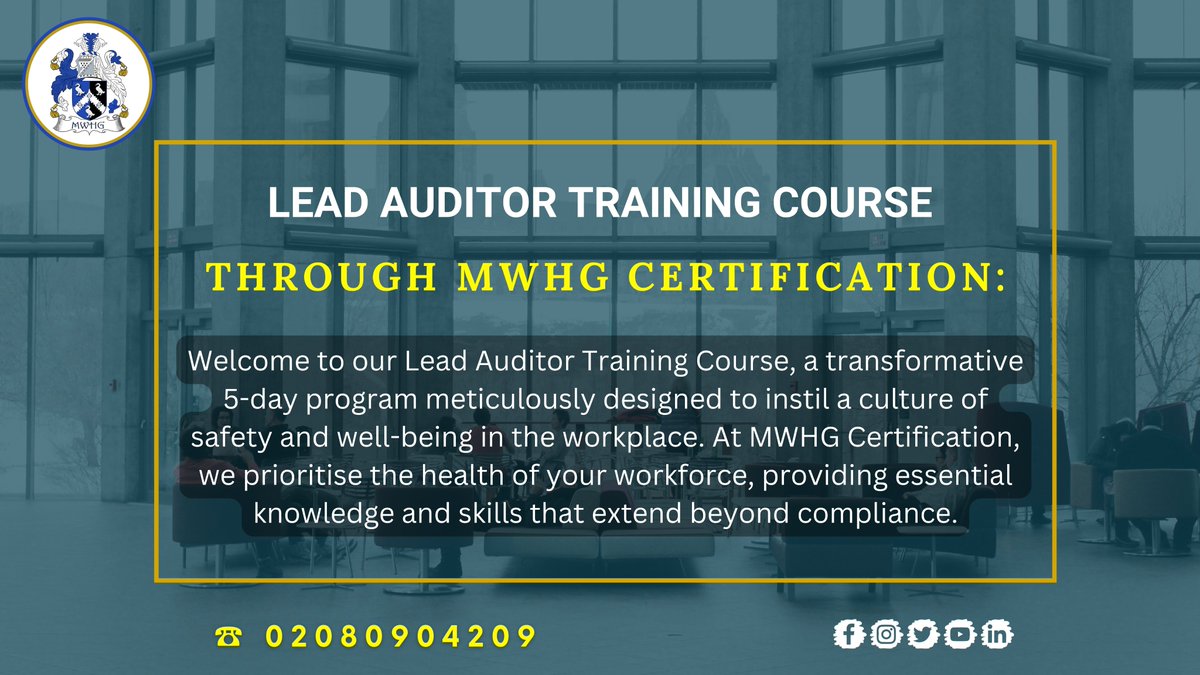 MWHGCertificate's tweet photo. 𝐂𝐡𝐚𝐧𝐜𝐞 𝐭𝐨 𝐛𝐮𝐢𝐥𝐝 𝐲𝐨𝐮𝐫 𝐂𝐚𝐫𝐞𝐞𝐫 𝐰𝐢𝐭𝐡 𝐋𝐞𝐚𝐝 𝐀𝐮𝐝𝐢𝐭𝐨𝐫 𝐂𝐨𝐮𝐫𝐬𝐞! 🌟

📩How to Enroll:
Call Us: +𝟒𝟒 𝟐𝟎 𝟖𝟎𝟗𝟎 𝟒𝟐𝟎𝟗

#IOSH #LeadAuditor #ProfessionalDevelopment #CareerGrowth #SafetyFirst #TrainingCourses #mwhg #certifications https://t.co/oaYPJZTksK