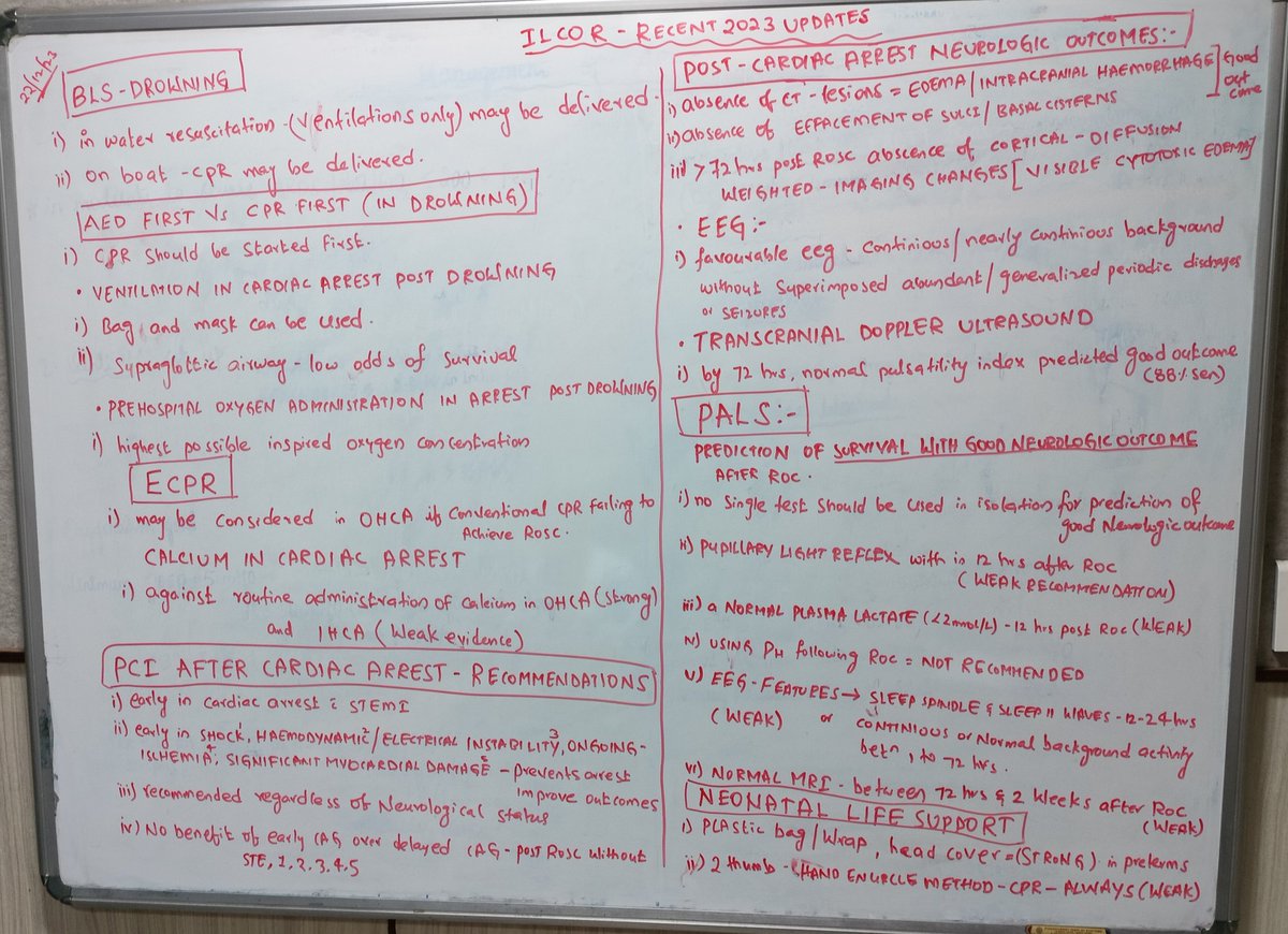 ILCOR2023 updates summarised by Junior Resident Nikesh. #WhiteBoardTeaching #ILCOR2023 #EMUpdate