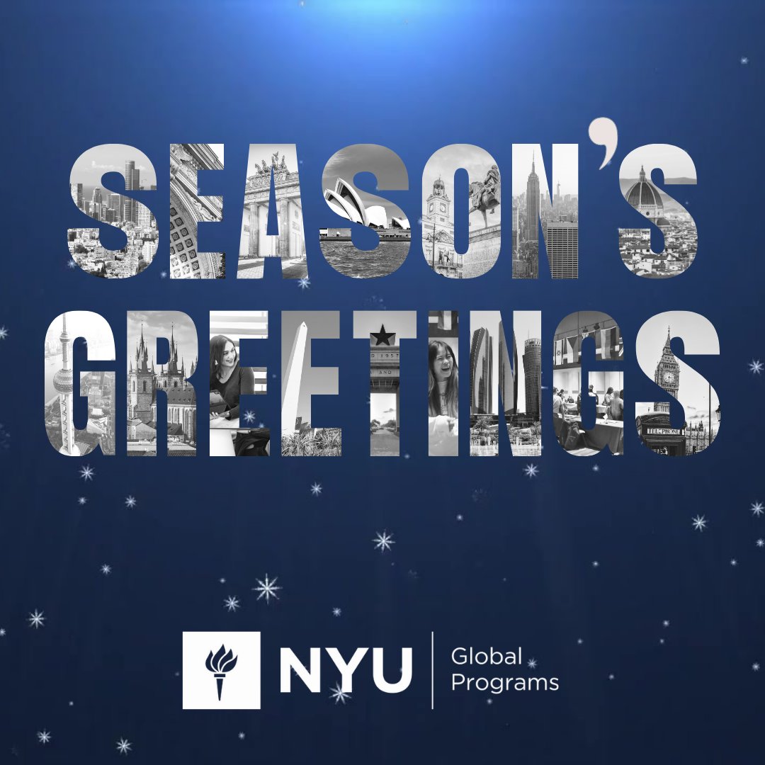 Season's Greetings from the NYU Office of Global Programs!

May your holidays be filled with joy and laughter. Looking forward to seeing you in the New Year!🎄🌟 #HappyHolidays #NYUGlobal