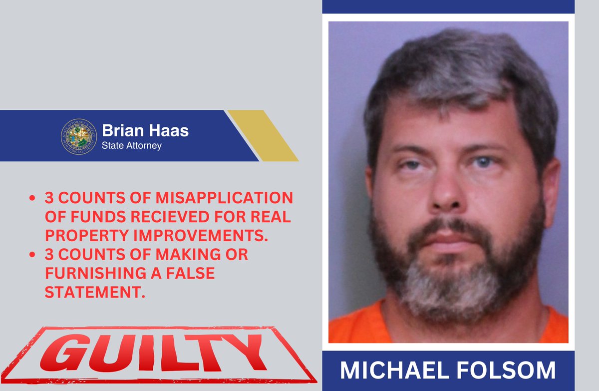 Former owner of Folsom Construction Management was recently found guilty by a Polk County Jury.