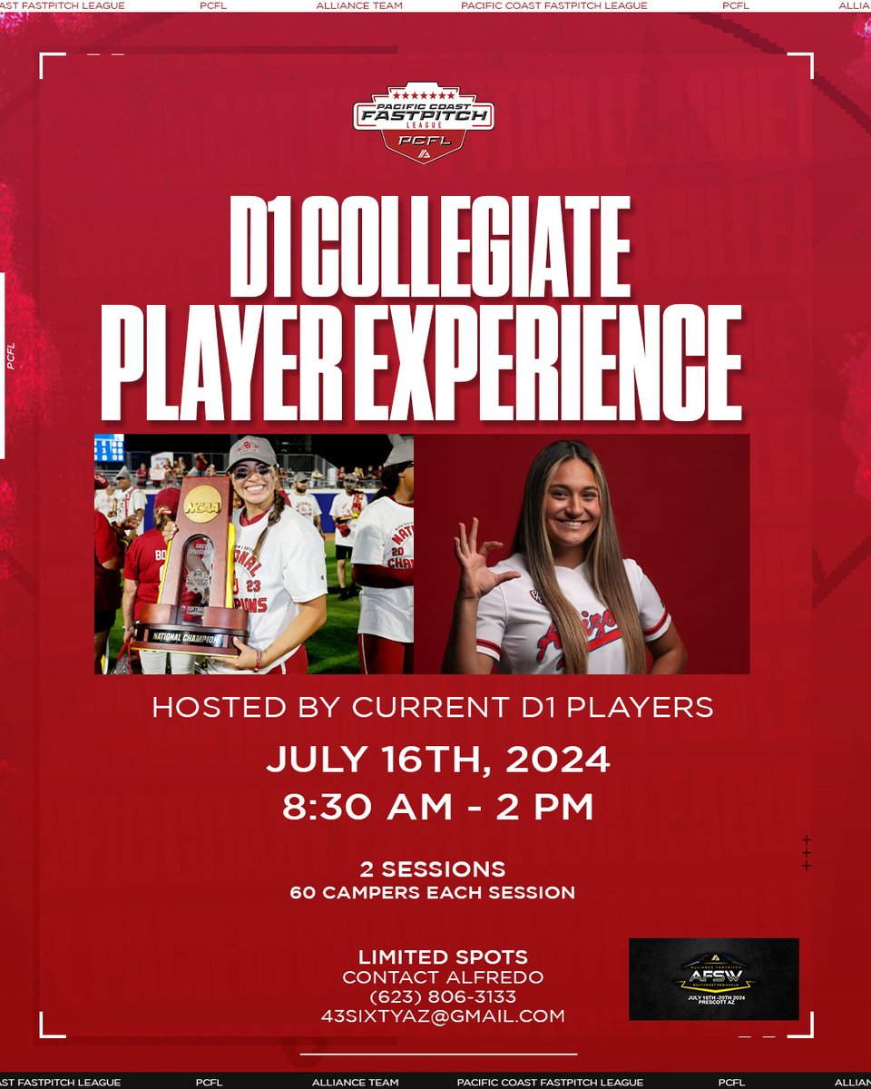 PCFL family, we are bringing you THE D1 Collegiate Player Experience next summer w/ Alynah Torres @alynaht and Blaise Bringer 🤩 Sign up now to secure your spot! ✊