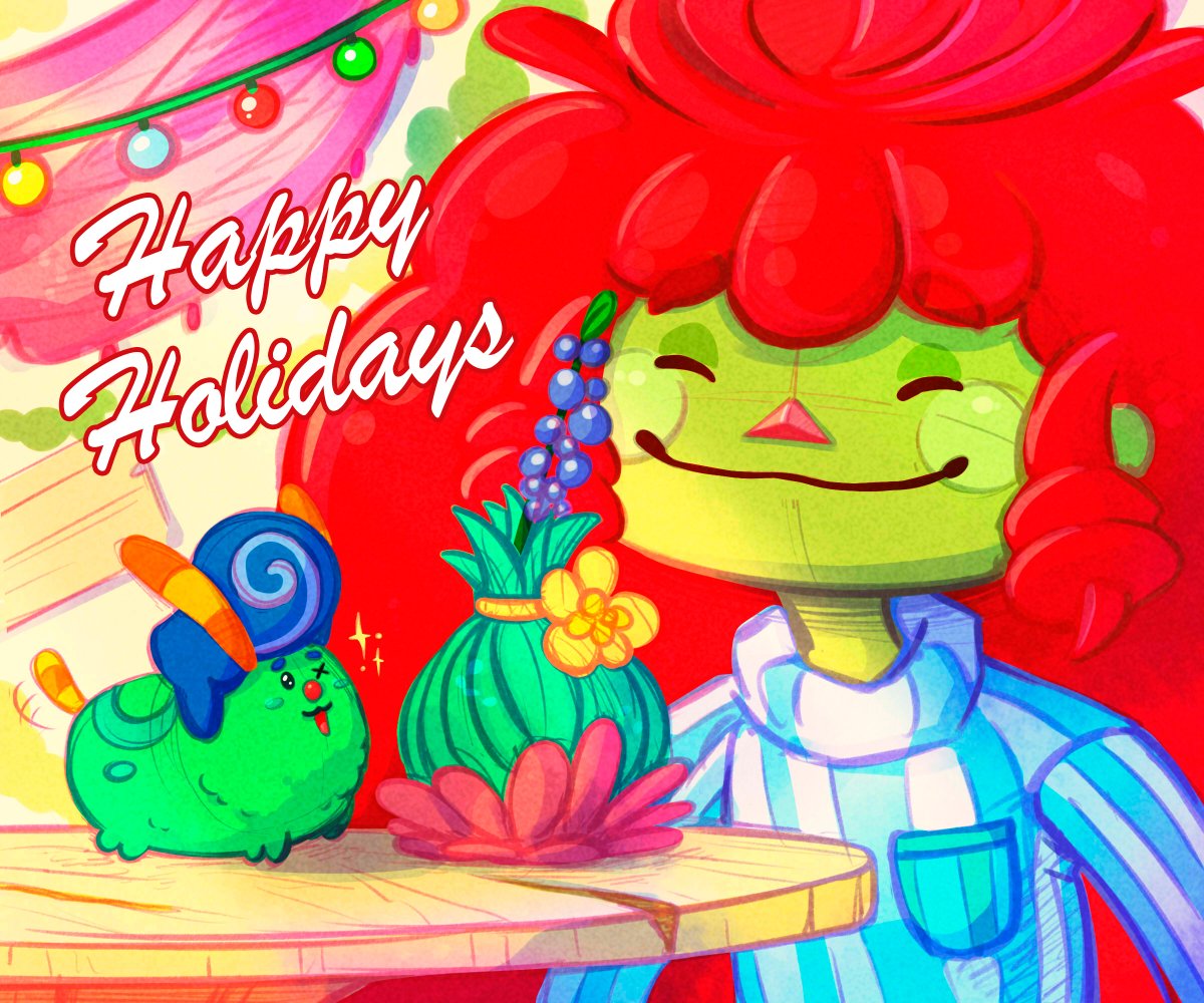 TPitchart's tweet image. Happy Holidays and Season~
Rosey does not know what the winter holidays are, but she now has a Bean to give some gifts to~💚✨

#WelcomeHomeOC #MuppetOC #Puppetverse #HowdyPillar