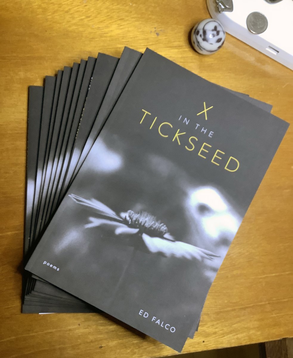 Author's copies of X in the Tickseed arrived yesterday. They'll sit on my desk like this for a few days just to, you know, keep me company. <a href="/lsupress/">LSU Press</a> <a href="/VirginiaTechCW/">VT Creative Writing</a> <a href="/VTcwMFA/">Virginia Tech CW MFA</a>
