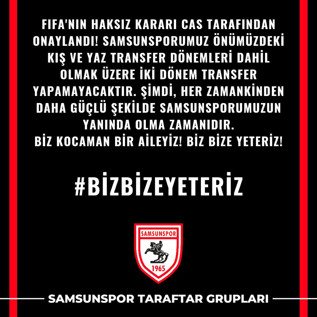 Kim Takar CAS ı Bu Saatten Sonra Biz Bize Yeteriz Gerçekten Arma Sevgisi Bizde Ömürlük Sevdadır 💪💪💪💪

#BizBizeYeteriz #Samsunspor