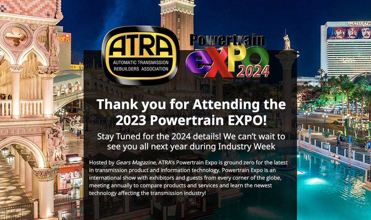 We are changing things up! Join us in 2024 at Industry Week in Las Vegas for the experience of a lifetime! We’ll be on the show floor at the Venetian, inside AAPEX. Stay tuned for more details! #powertrainexpo #powertrainexpo2024 #industryweek #atra #GEARSMagazine