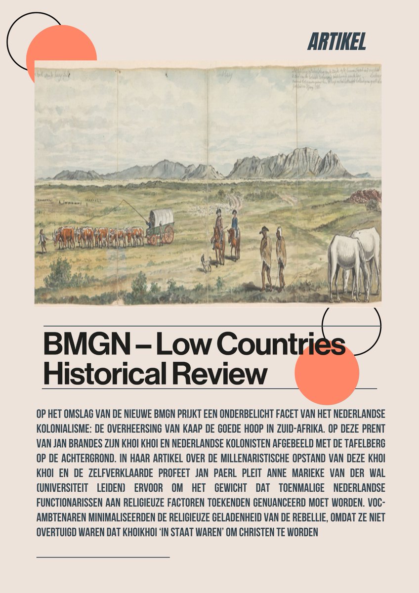 Op het omslag van de nieuwe BMGN prijkt een afbeelding uit het artikel van Anne Marieke Van der Wal over de millenaristische opstand van de Khoikhoi in de Nederlandse Kaapkolonie van 1788. Lees hem hier: doi.org/10.51769/bmgn-…