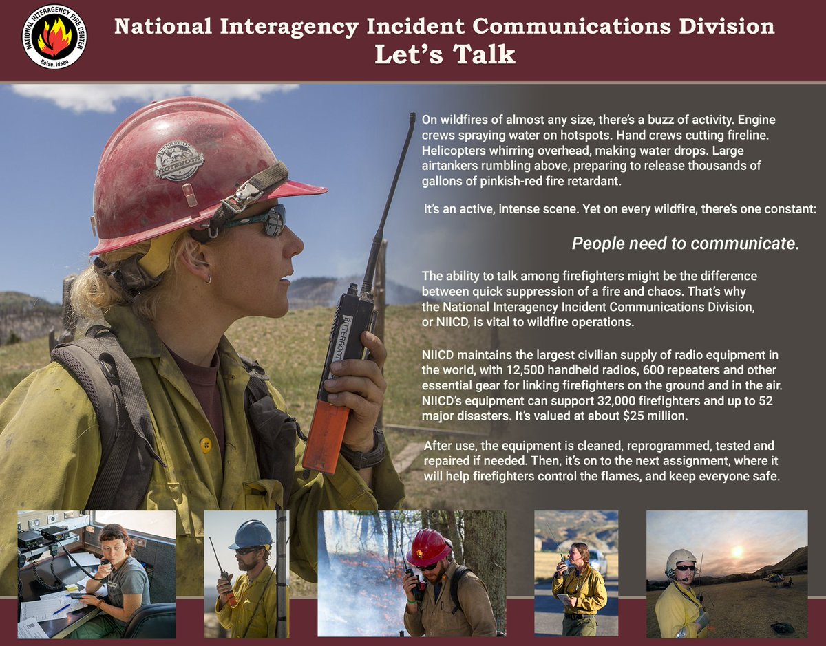 Today our virtual tour takes us to the National Interagency Incident Communications Division, or NIICD, or “radio cache.” This cache offers a state-of-the-art communications system that provides a critical link between safety and firefighting efficiency. #FirefightingResources