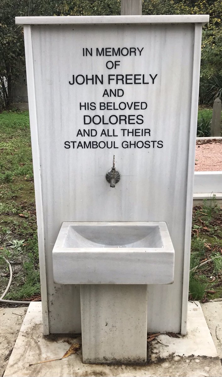 #FountainFriday Not the most beautiful fountain but a memorial in the #Feriköy Protestant Cemetery to John Freely, author of the much-loved Strolling Through Istanbul, & his wife, Dolores.