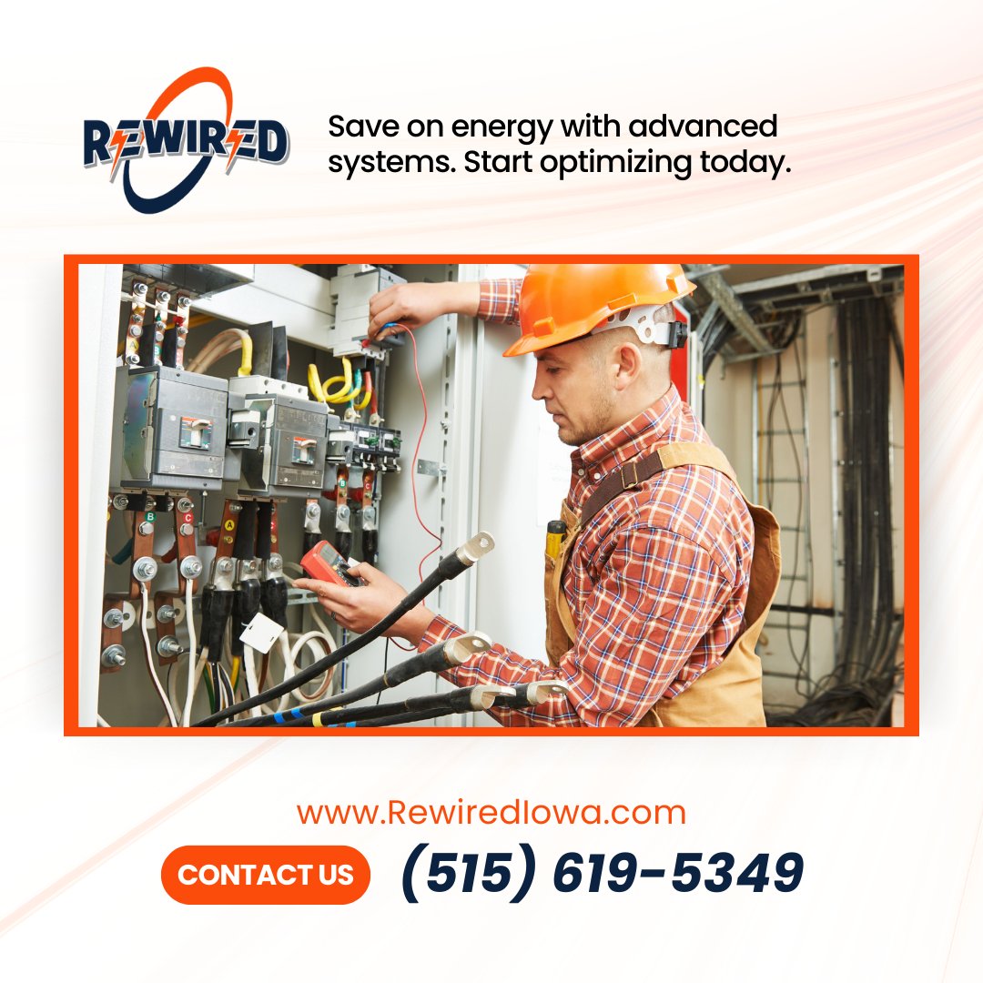 Rewirediowa's tweet image. Unveil the future with Norwalk IA electrical panel upgrades. Advanced circuit monitoring and energy savings. Call (515) 619-5349. #EfficientHome