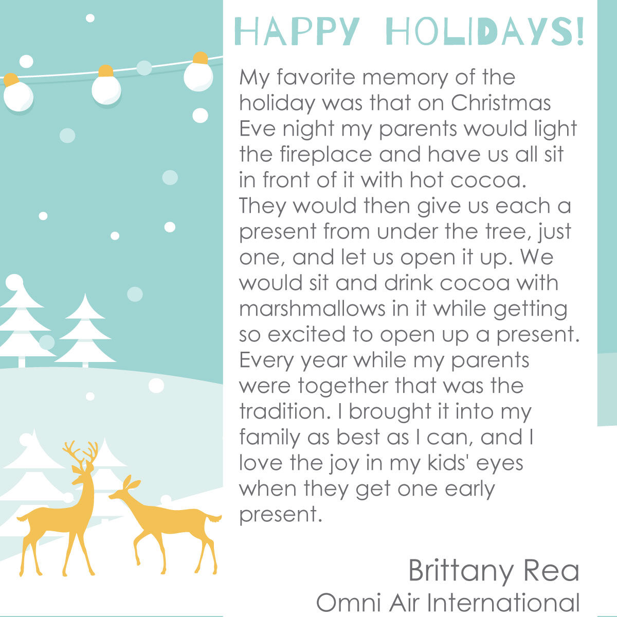 We asked our employees to share their favorite holiday memories and traditions. Check back the rest of the week to read some of their stories! #holidays #memories