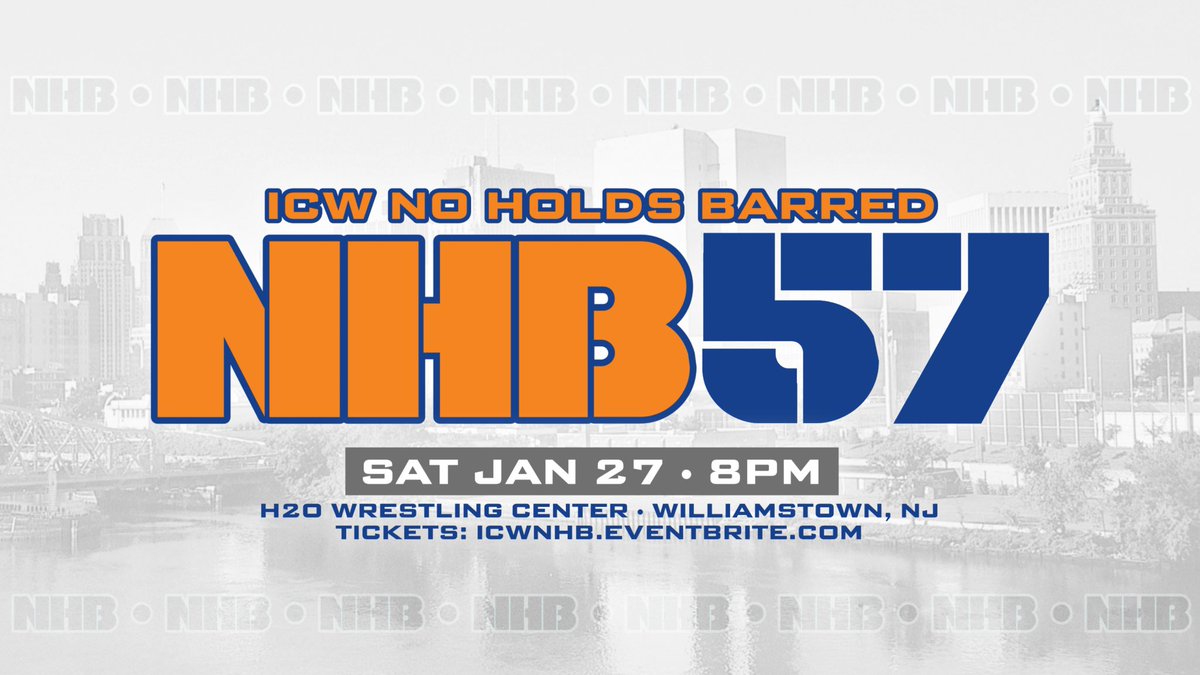 #NHB57 NJ UPDATE ‼️ TICKETS GO ON SALE TODAY at 2PM EST! LIVE!! Saturday JANUARY 27th - H2O CENTER - WILLIAMSTOWN NJ - 8PM 🔔 BYOB 🍻 TICKETS - NHB57.eventbrite.com RESERVED SEATING WILL SELL FAST! MAKE YOUR MOVE TODAY!