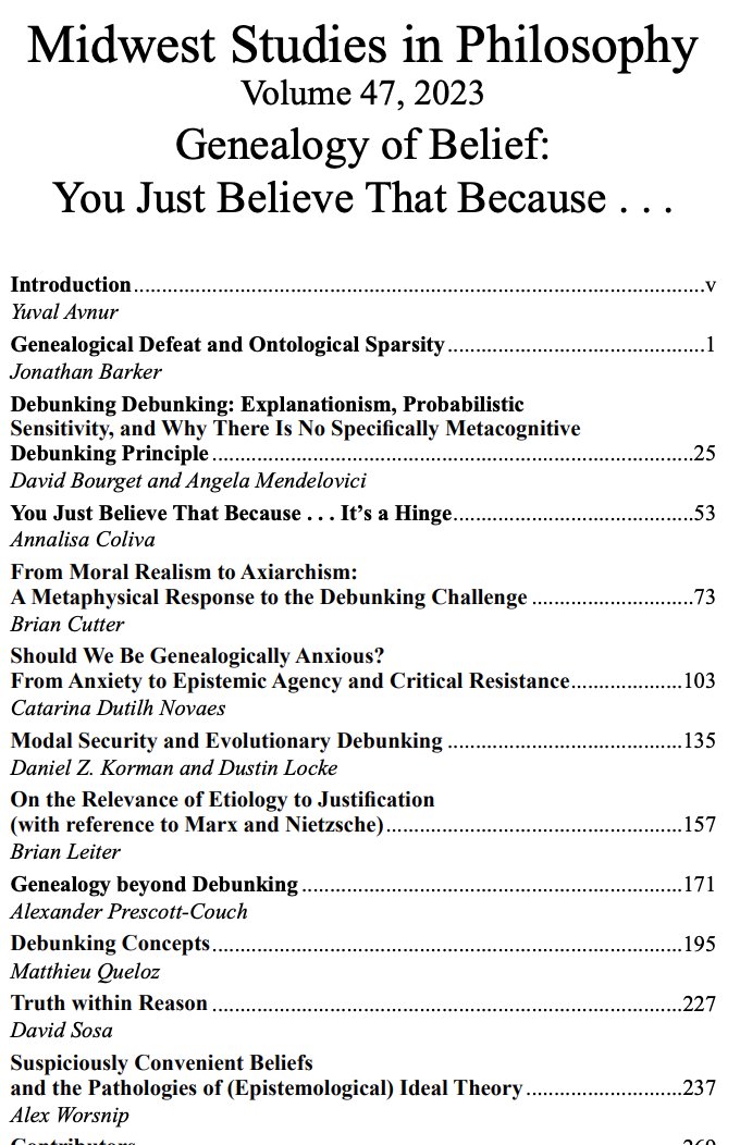 The special issue of the Midwest Studies in Philosophy on genealogy of belief is now available, and it looks fab ✨ My own #OpenAccess paper there is about genealogical anxiety 👇 pdcnet.org/msp/content/ms…