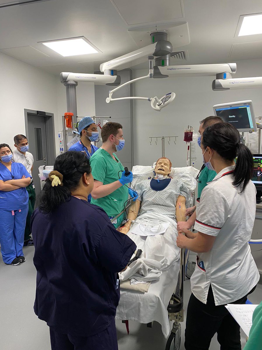 Thrilled to participate in a multidisciplinary bleeding tracheostomy simulation at our ICU🏥 Teamwork at its best with nursing, SLT, PT, ENT, and anesthesia ICU NCHD & Fellows✨ Kudos to the Simulation Faculty for the insightful feedback! 👏 #Teamwork #ICUTraining