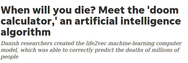 I don't care if it was published in Nature - this is a load of 💩. You cannot predict people's deaths and frankly, I don't see why we are wasting our time trying...