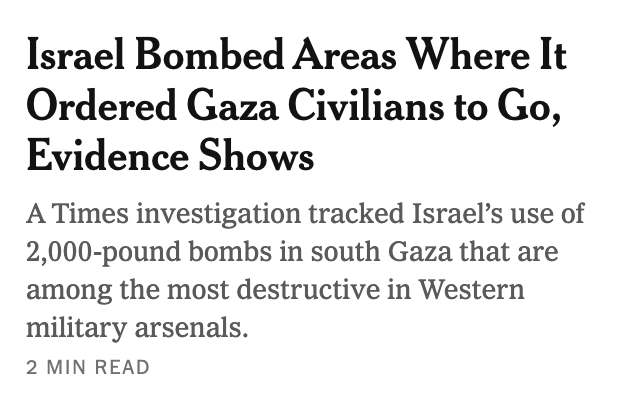 Congratulations @nytimes on this incredible finding that you could've reached by speaking to any Gazan 2+ months ago.