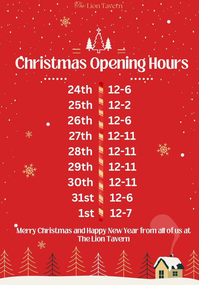 Here are our festive opening hours, Merry Christmas and Happy New Year everyone ♥️