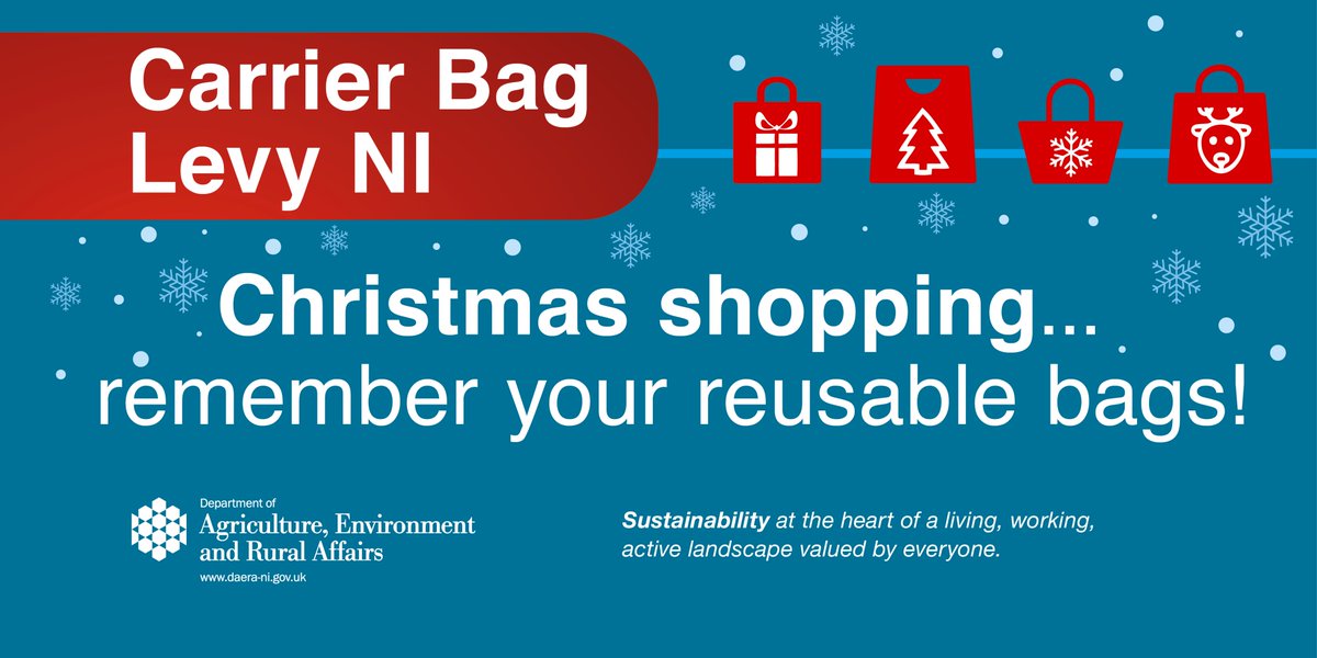 🛍️Are you planning some last minute #Christmas shopping ? Don’t forget to bring your own bag and reuse your bags as often as you can. Northern Ireland is green and beautiful, let’s keep it that way. #Dontpaytothrowitaway