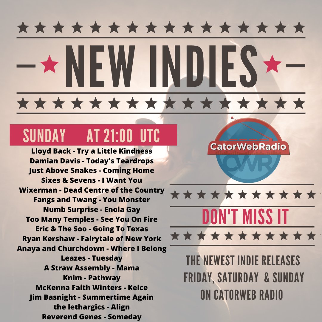 catorwebradio's tweet photo. #NowPlaying #NewIndies
#LloydBack
#DamianDavis
@justabovesnakes
@6ixes_7evens 
@wixermanmusic
@fangsandtwang
@SurpriseNu72480
@TooManyTemples
@ericthesoo
@ryankershaw83 
@AnayaChurchdown
#Leazes
#AStrawAssembly
#Knim
@McKennaFaith06
@jimbasnight
#thelethargics
@reverendgenes https://t.co/Bffsl1aGOC