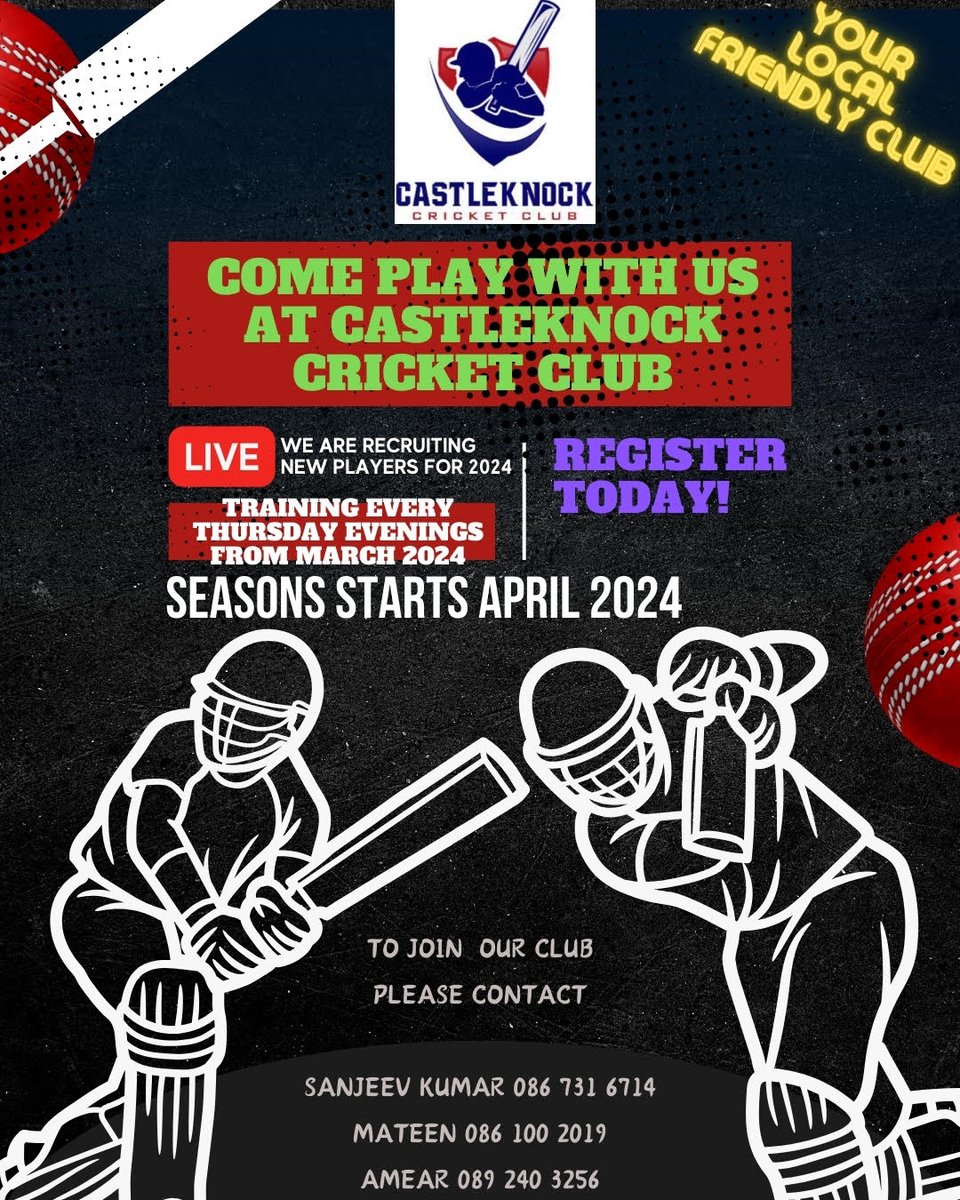 Hey Cricket Enthusiasts ! As you all know we are always on the lookout for new players to join our  club. if you or any of your friend/family or colleagues have a passion for cricket and want to be part of a fun and competitive community, invite them to join our  cricket club.