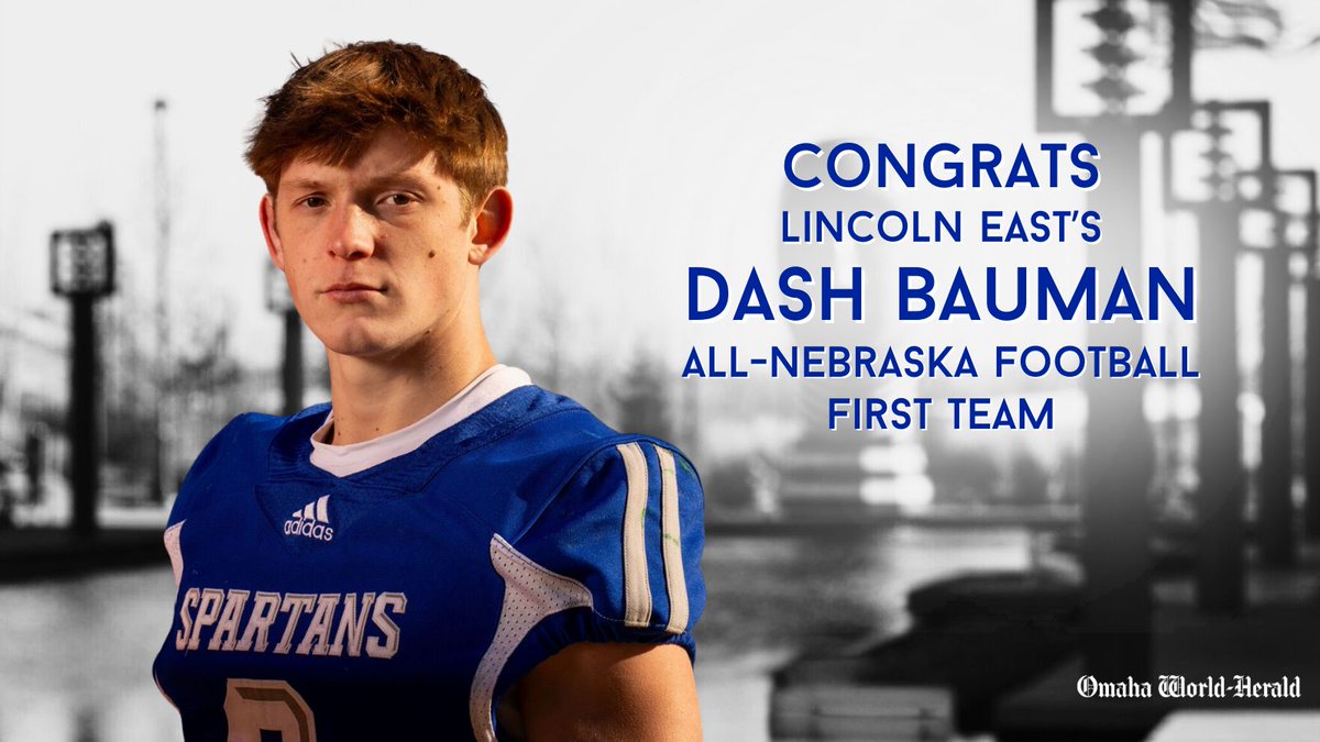 Congrats to Lincoln East’s Dash Bauman (<a href="/DashBauman/">Dash Bauman</a>) for being selected to the 2023 All-Nebraska football team!

Meet the team: omaha.com/sports/high-sc… #nebpreps <a href="/LEHS_FB/">Lincoln East Football</a>