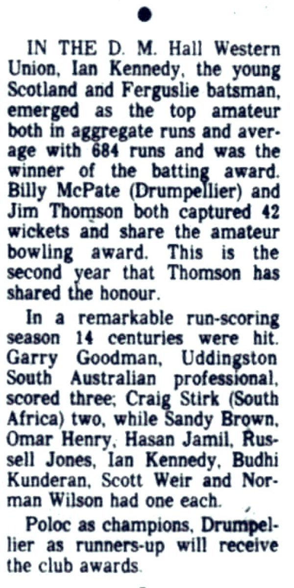 ScottyCricket's tweet photo. #Season1981 @iainkennedy187 @FerguslieCC winner of @WDCUcricket #BattingAward
@billymcpate @drumpscricket and #JimThomson @KCC1852 shared #Bowling award with 42 wickets
Great list of 💯makers https://t.co/trk8JddHLd
