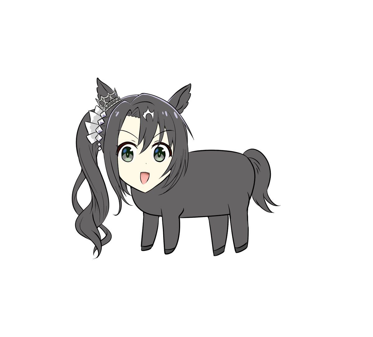 1girl solo horse ears white background simple background animal ears black hair  illustration images