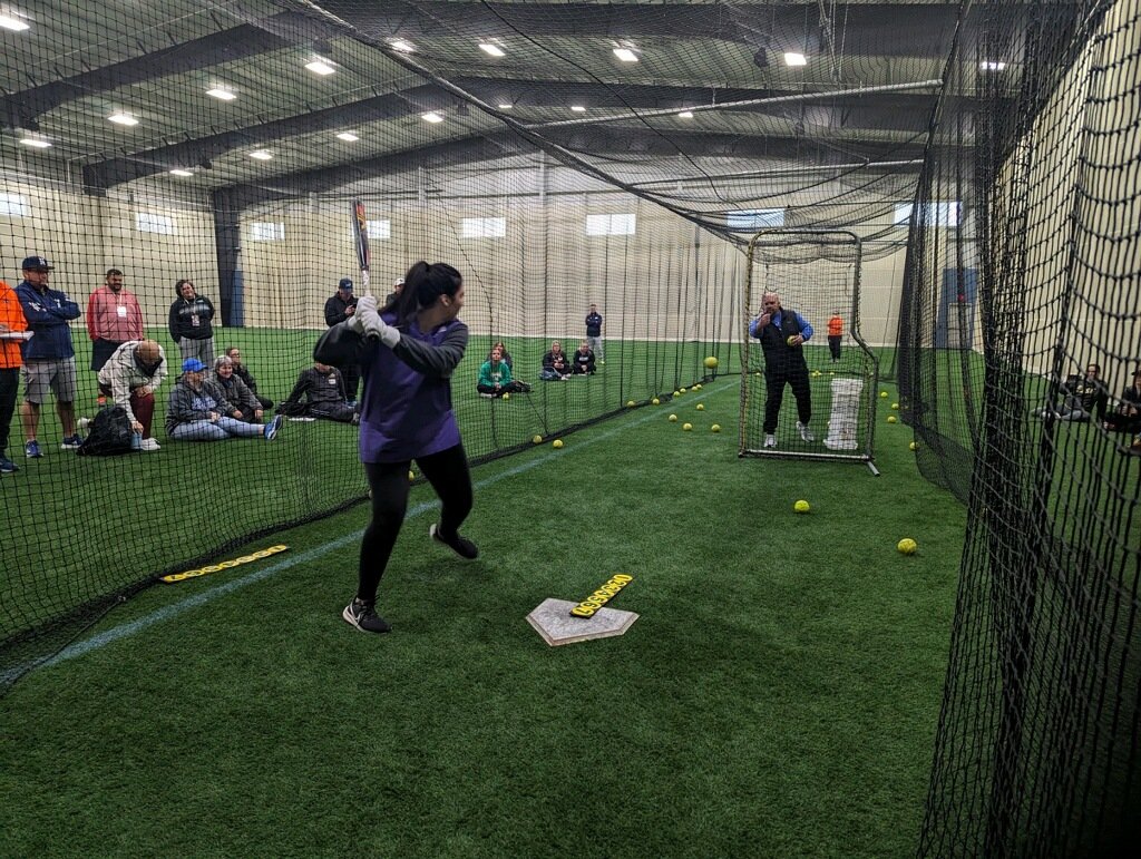 We hit the batting cage today with two <a href="/LouisvilleSB/">Louisville Softball</a> All-Americans-turned <a href="/WKUSoftball/">WKU Softball</a>/<a href="/clemsonsoftball/">Clemson Softball 🥎</a> coaches and a trio of #NFCC402B instructors. Thanks <a href="/CarmynGreenwood/">Carmyn Greenwood</a> &amp; <a href="/taayyroby13/">Taylor Roby</a> for demonstrating &amp; <a href="/Coach_SniderSB/">Craig Snider 🍊</a>, <a href="/HWDobson/">Howard Dobson</a> and <a href="/CoachBHiggs/">Benet Higgs</a> for opening your classroom!