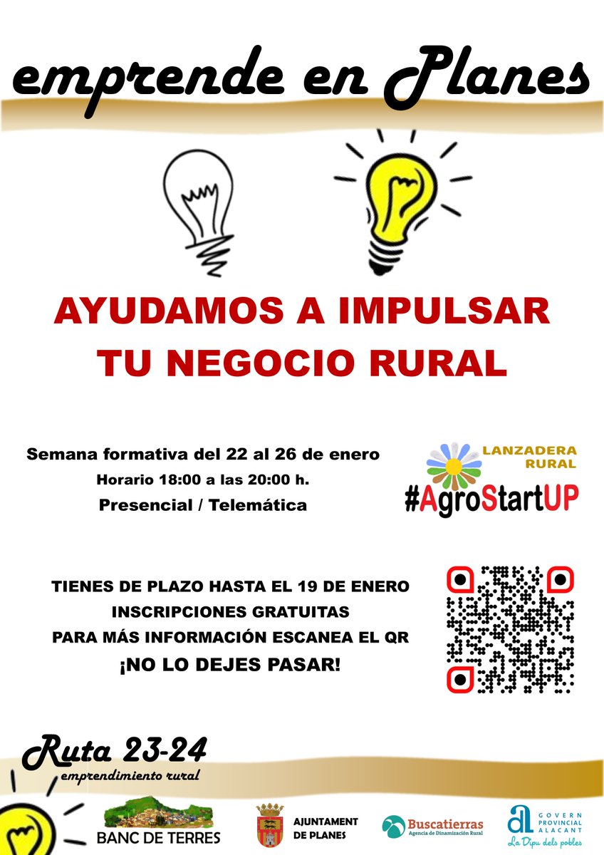 BuscatierrasCom's tweet photo. Apúntate a las actividades de emprendimiento rural de Planes (Alicante)
https://t.co/vihG2HDFzR https://t.co/oQEywjPn4a