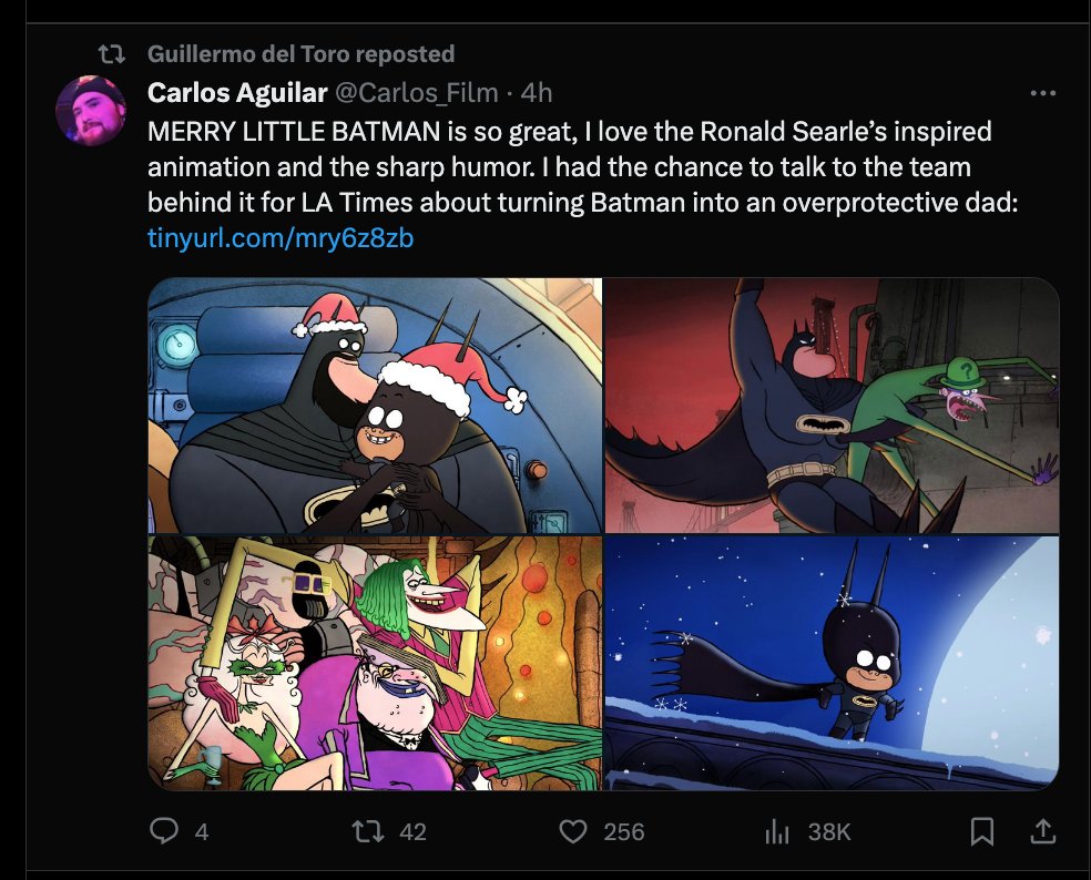 AndyYoungFilm's tweet photo. Spent the weekend wondering if @RealGDT watched our movie, he spent it RTing clips and nice reviews 😭 dude's the real deal thank you king 👑 #MerryLittleBatman #AnimationIsCinema https://t.co/J5X2KhB5ta
